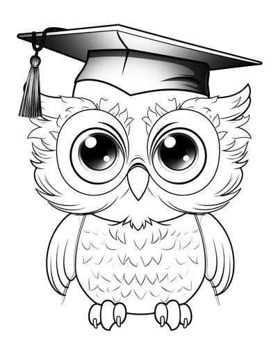 owl graduation coloring page